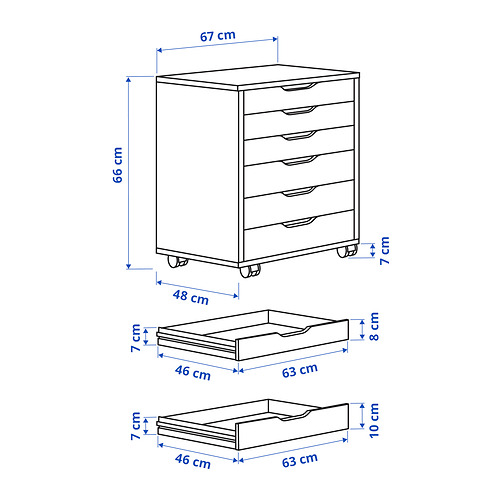 ALEX - drawer unit on castors, white stained/oak effect | IKEA Taiwan Online - PE836642_S4