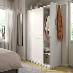 HAUGA - wardrobe with sliding doors, beige | IKEA Taiwan Online - PE799474_S3