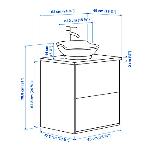 TÄNNFORSEN/VÄSTERSJÖN wash-stnd w drawers/wash-basin/tap