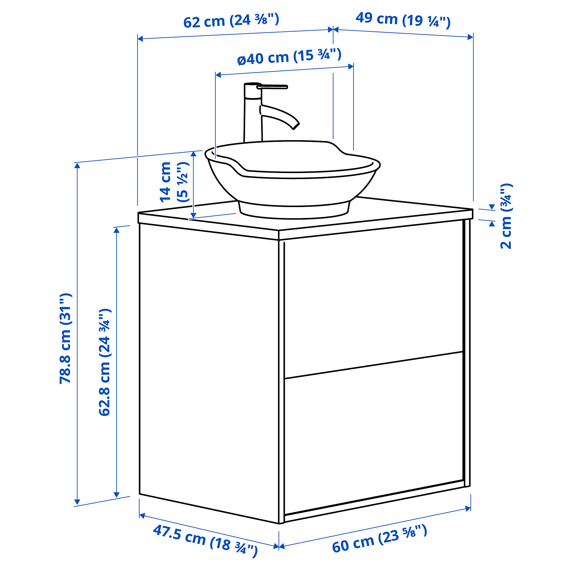 TÄNNFORSEN/VÄSTERSJÖN wash-stnd w drawers/wash-basin/tap