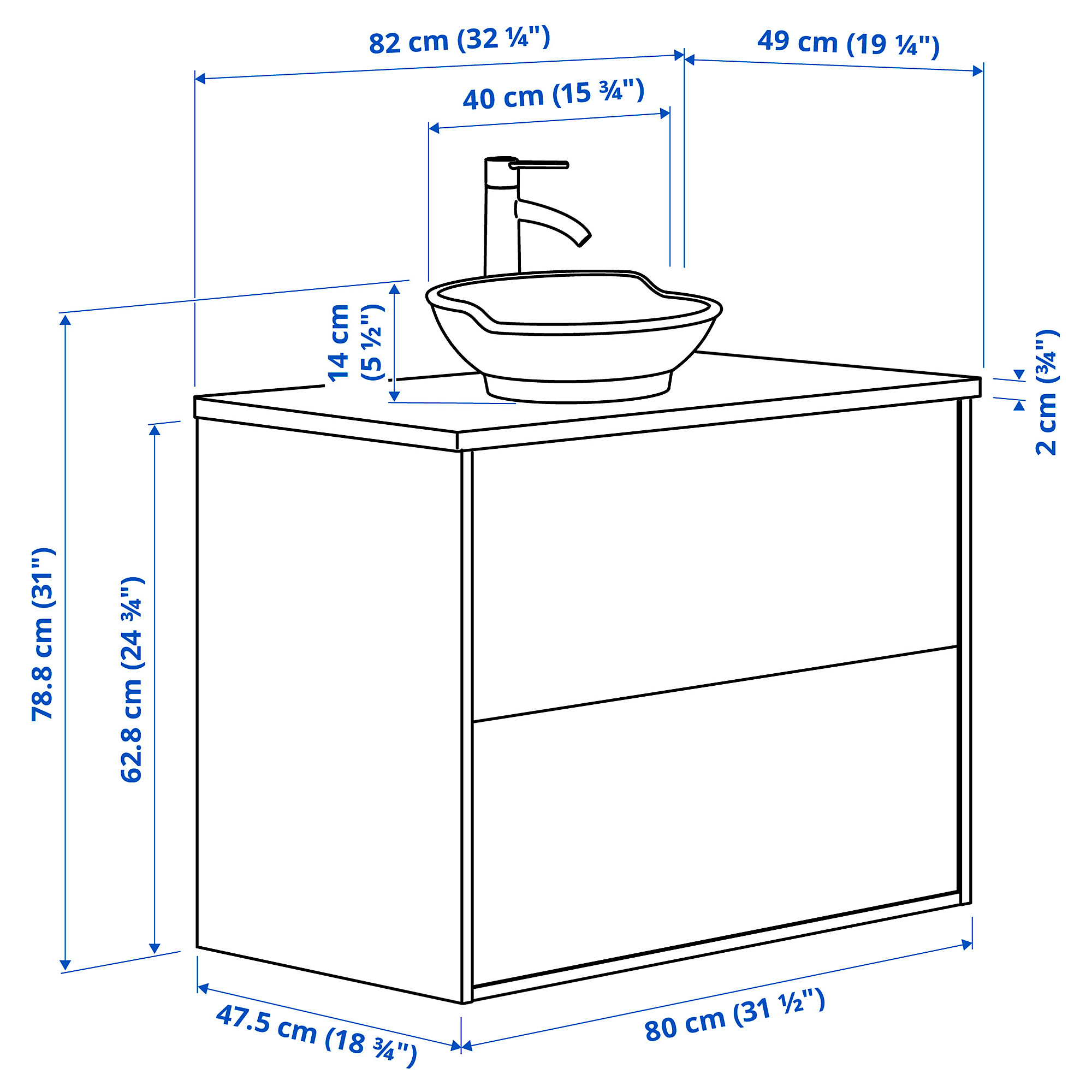 TÄNNFORSEN/VÄSTERSJÖN wash-stnd w drawers/wash-basin/tap