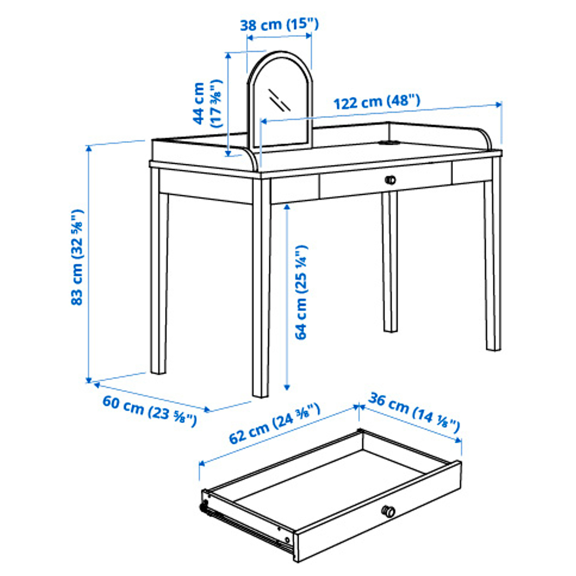 SMYGA desk with mirror
