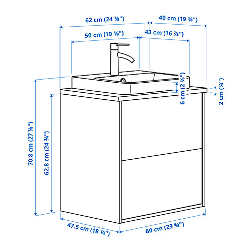 ÄNGSJÖN/BACKSJÖN wash-stnd w drawers/wash-basin/tap
