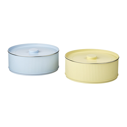 BETTHAJ - tin with lid, for cookies/pale yellow pale blue, 2.5 l | IKEA Taiwan Online - PE982818_S4