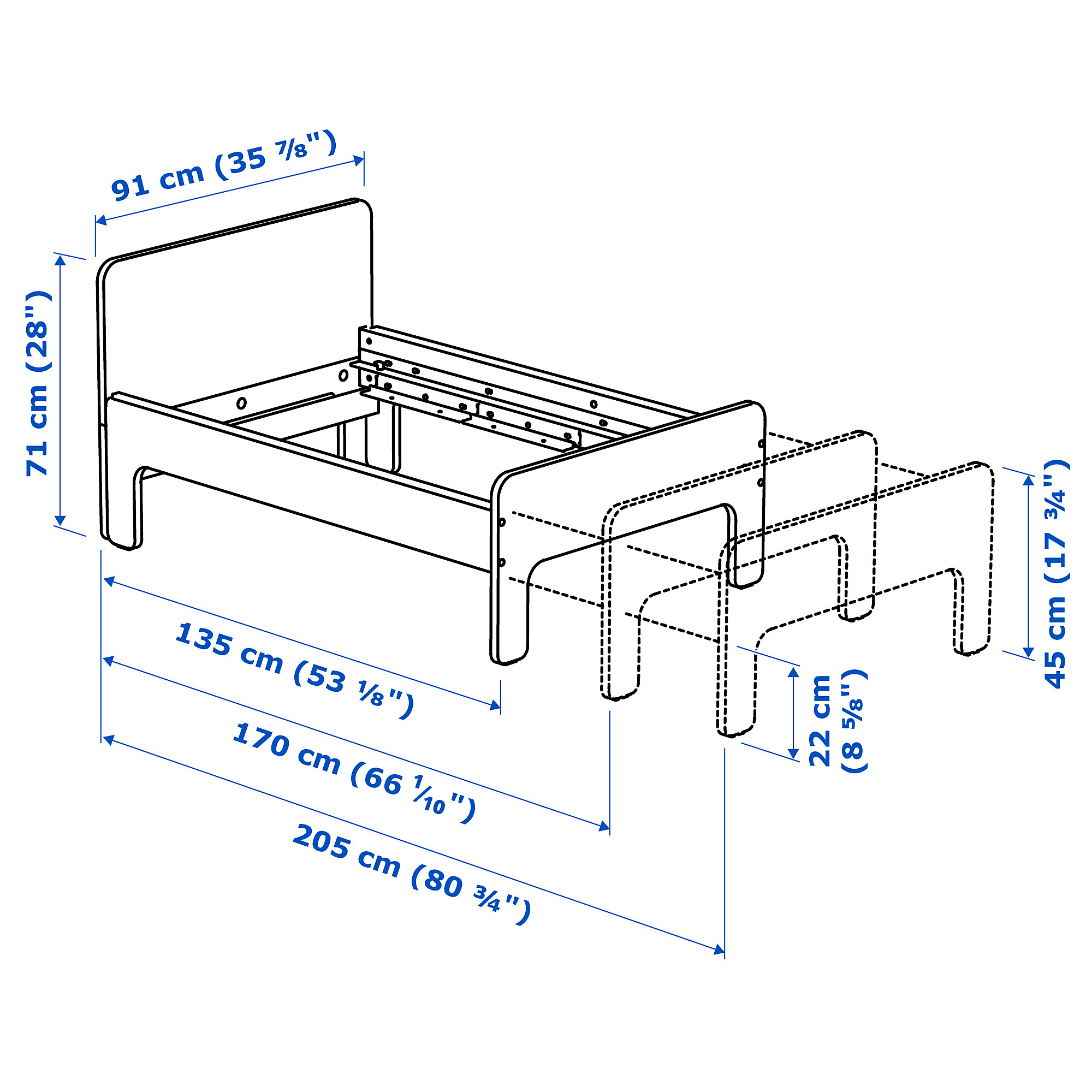 SLÄKT ext bed frame with slatted bed base