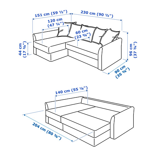 HOLMSUND - corner sofa-bed, Orrsta light blue | IKEA Taiwan Online - PE738882_S4