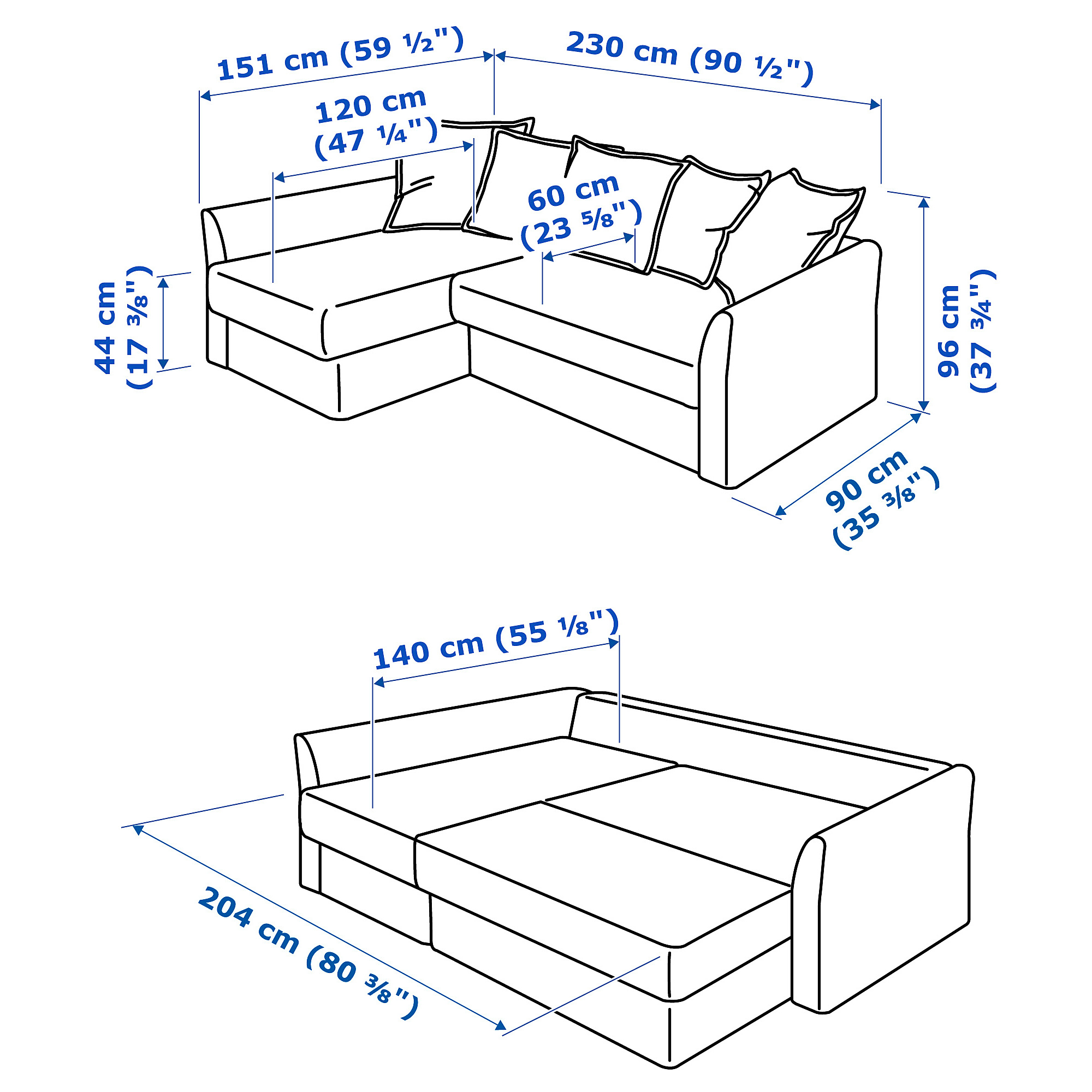 HOLMSUND corner sofa-bed