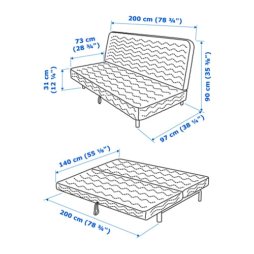 NYHAMN - 沙發床附靠枕, 附泡棉床墊/Skiftebo 藍色 | IKEA 線上購物 - PE738887_S4