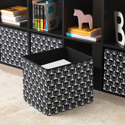 DRÖNA - 收納盒 33x38x33公分, 白色/黑色 具圖案 | IKEA 線上購物 - PE738911_S4