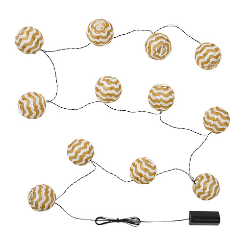 SOLVINDEN - LED lighting chain with 12 lights, outdoor battery-operated/yellow waves | IKEA Taiwan Online - PE916708_S4