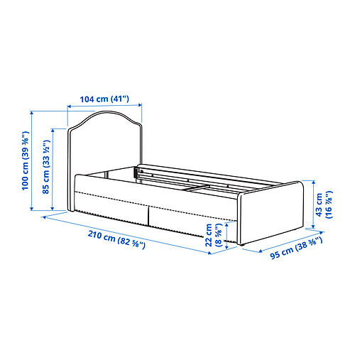 RAMNEFJÄLL upholstered bed frame