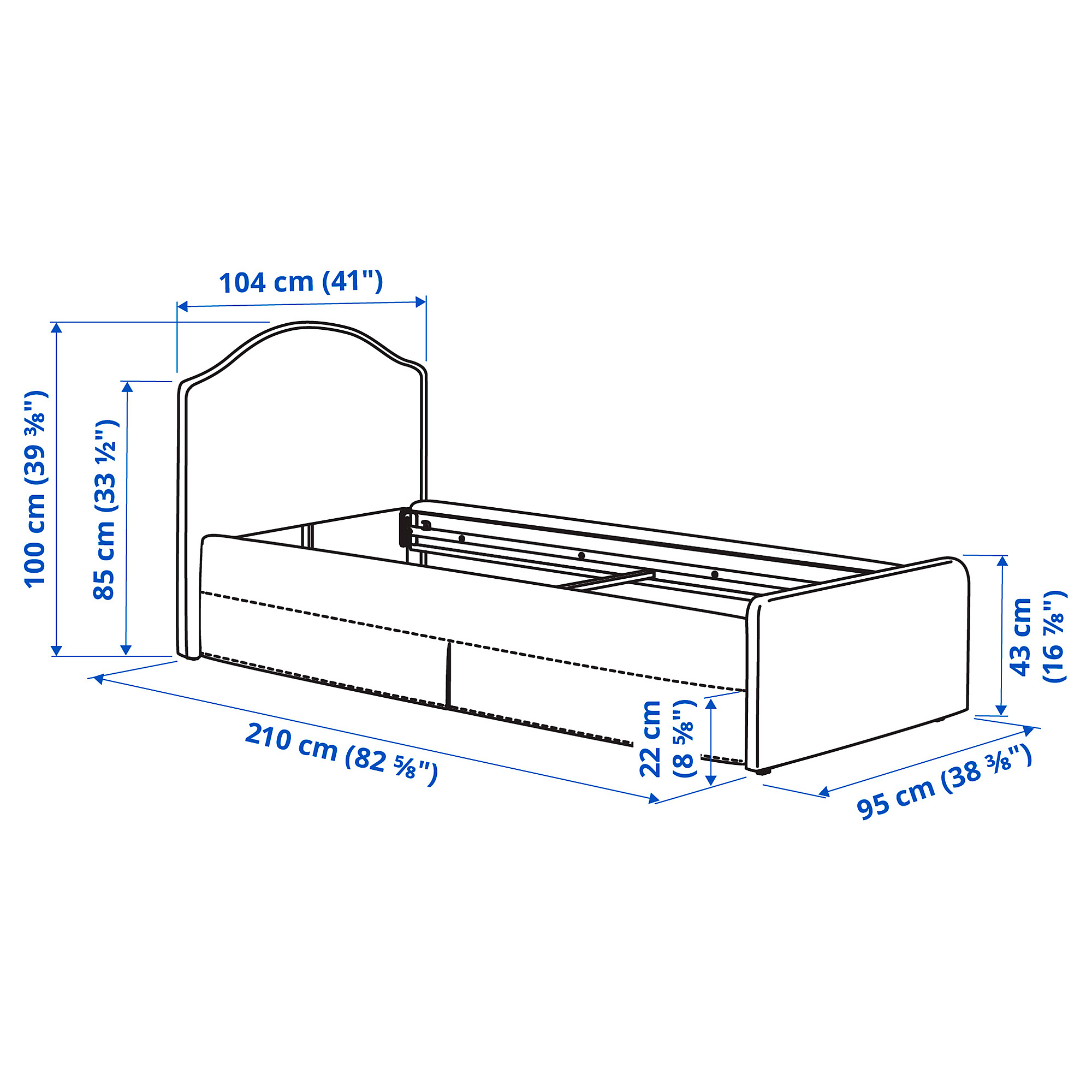 RAMNEFJÄLL upholstered bed frame