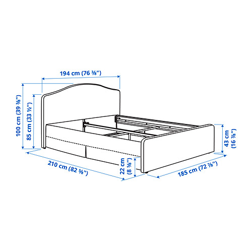 RAMNEFJÄLL cover bed frame