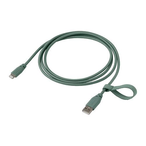 LILLHULT - USB Type A轉Lightning傳輸線, 布質/深土耳其藍 | IKEA 線上購物 - PE792292_S4