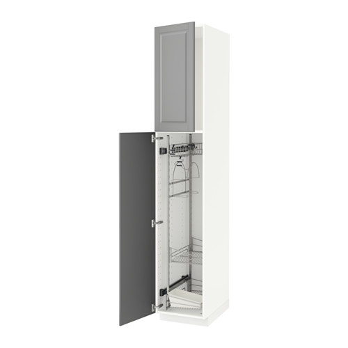 METOD - high cabinet with cleaning interior, white/Bodbyn grey | IKEA Taiwan Online - PE588021_S4