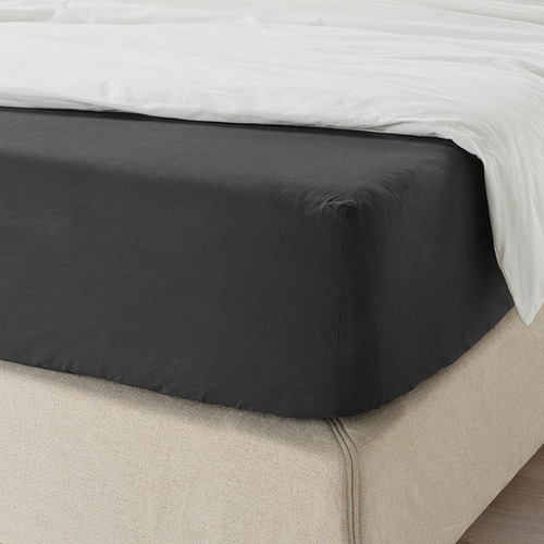 DVALA - fitted sheet, black | IKEA Taiwan Online - PE837590_S4