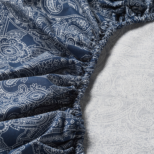 JÄTTEVALLMO - 單人加大床包, 深藍色/白色 | IKEA 線上購物 - PE837615_S4