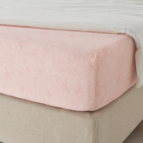 JÄTTEVALLMO - fitted sheet, light pink/white | IKEA Taiwan Online - PE837616_S4
