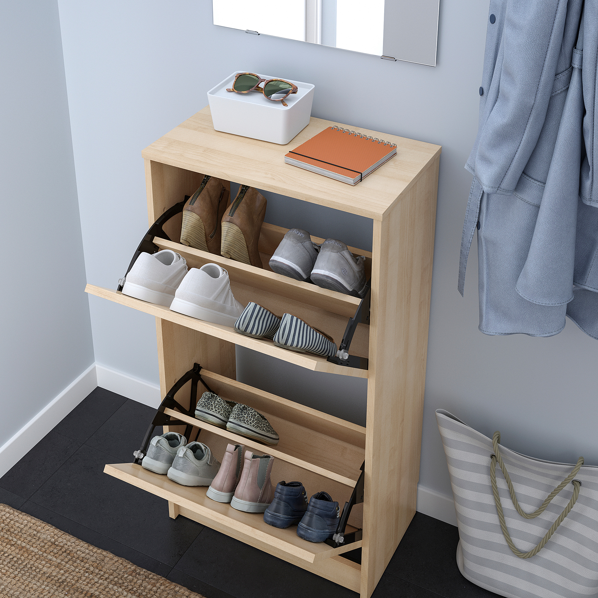 BISSA shoe cabinet with 2 compartments