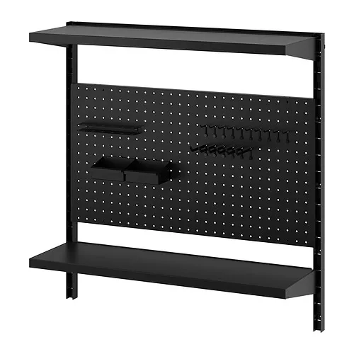 BROR - wall shelf combination, with pegboard/2 shelves/black, 88x30x90 cm | IKEA Taiwan Online - PE946683_S4