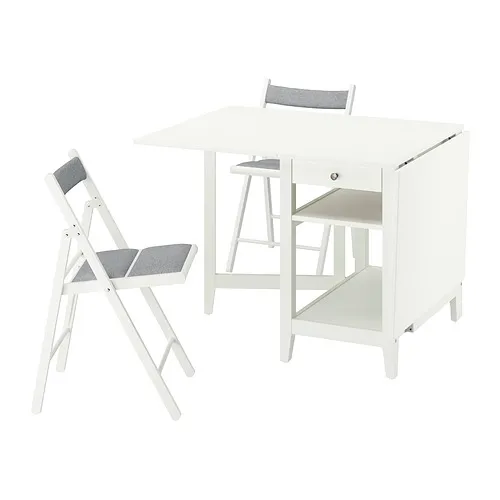 NÄSINGE/FRÖSVI - 一桌二椅, 折疊桌 白色/折疊式 白色/Knisa淺灰色, 48/104/159x85 公分 | IKEA 線上購物 - PE983479_S4