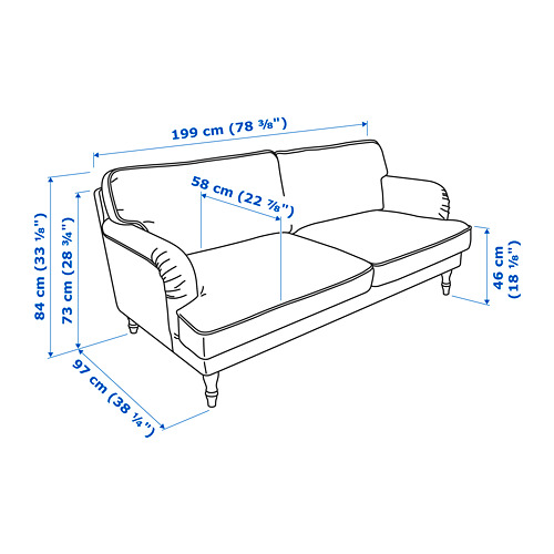 STOCKSUND - 三人座沙發, Ljungen 灰色/黑色/木材 | IKEA 線上購物 - PE696511_S4