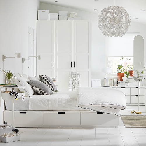 NORDLI - 床框, 白色, 附床底板條/抽屜 | IKEA 線上購物 - PE739462_S4