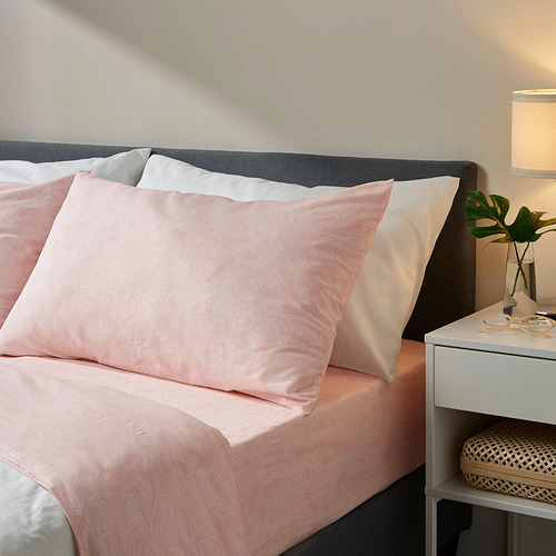 JÄTTEVALLMO - 枕頭套, 淺粉紅色/白色 | IKEA 線上購物 - PE837728_S4