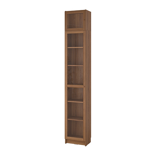 BILLY/OXBERG bookcase w glass doors/ext unit