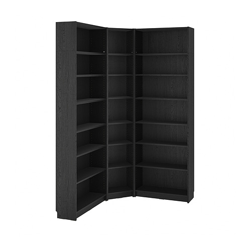 BILLY - bookcase corner comb w ext units, black oak effect, 136/136x28x237 cm | IKEA Taiwan Online - PE878769_S4