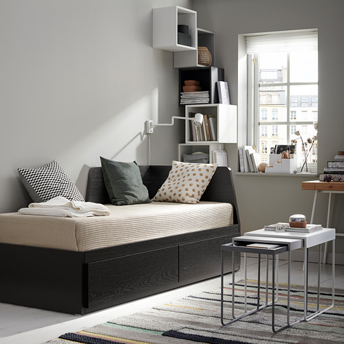 FLEKKE day-bed frame with 2 drawers