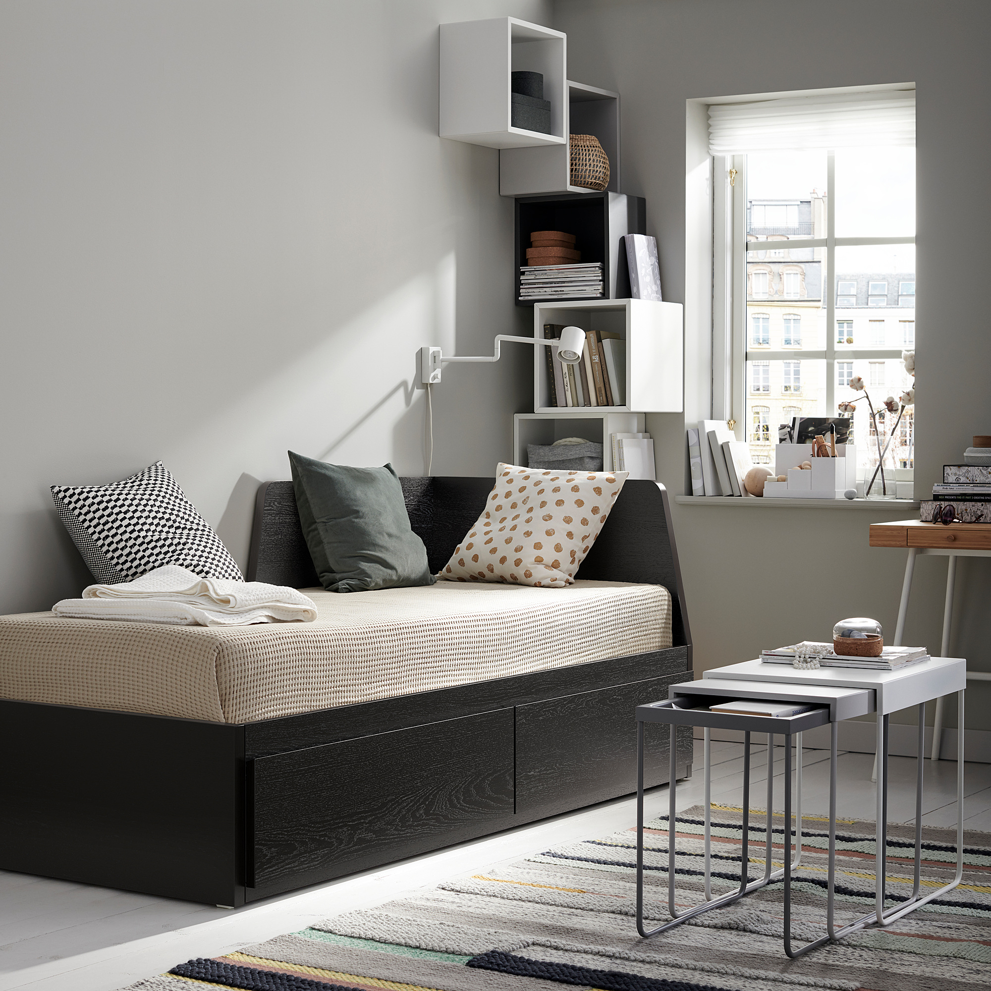 FLEKKE day-bed frame with 2 drawers