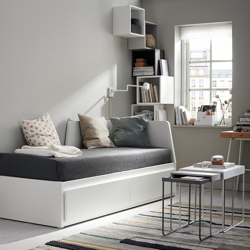 FLEKKE - 坐臥兩用床框附2抽屜, 白色 | IKEA 線上購物 - PE739523_S4