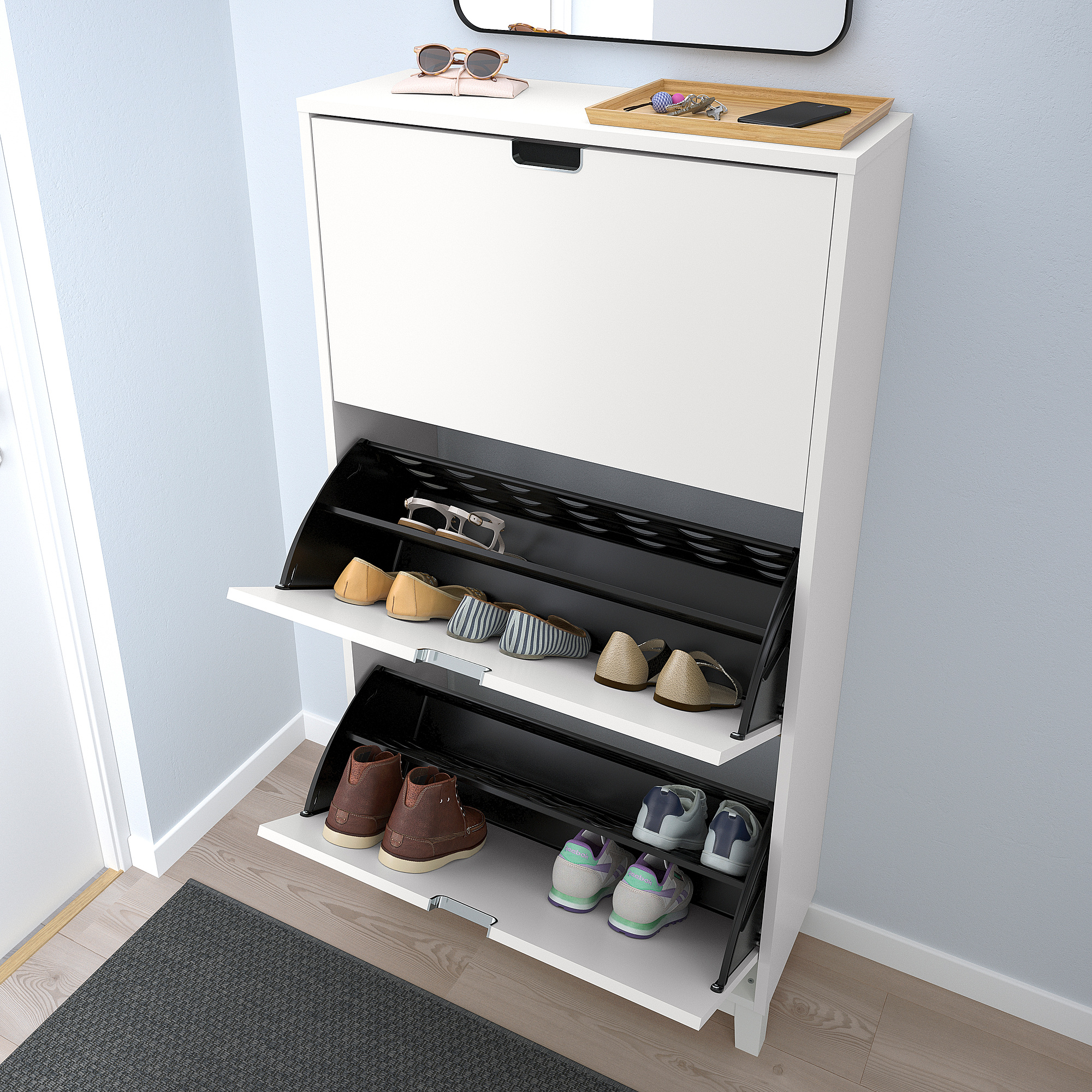 STÄLL shoe cabinet with 3 compartments