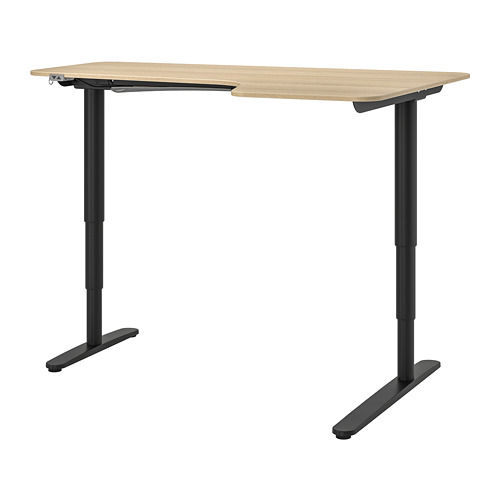 BEKANT - 右側轉角電動升降桌, 工作桌, 實木貼皮, 染白橡木 黑色 | IKEA 線上購物 - PE739652_S4