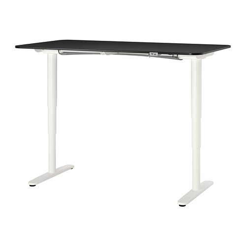 BEKANT - Electric Standing Desk, desk sit/stand, black stained ash veneer/white | IKEA Taiwan Online - PE739662_S4