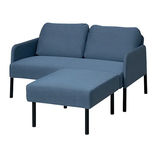 GLOSTAD - 2-seat sofa with chaise longue, Knisa medium blue | IKEA