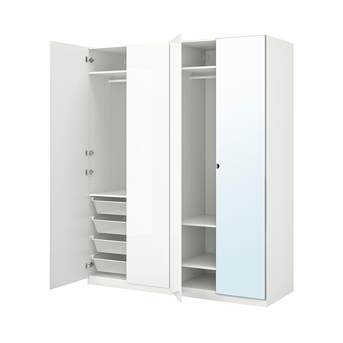 PAX/FARDAL/VIKEDAL - 衣櫃, 白色高亮面/鏡面, 200x60x236公分 | IKEA 線上購物 - PE792727_S4