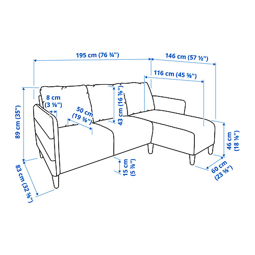 ANGERSBY - 三人座沙發, 含躺椅/Knisa 淺灰色 | IKEA 線上購物 - PE838053_S4
