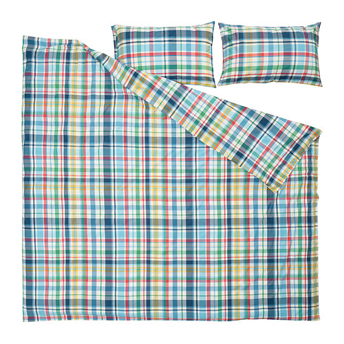 HÖSTGENTIANA duvet cover and 2 pillowcases