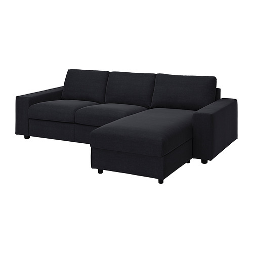 VIMLE - 3-seat sofa with chaise longue, with wide armrests Saxemara/black-blue | IKEA Taiwan Online - PE838096_S4