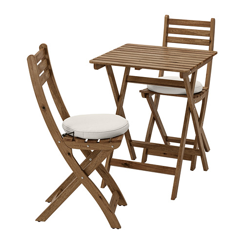 ASKHOLMEN - 戶外餐桌椅組, 灰棕色/Frösön/Duvholmen 米色 | IKEA 線上購物 - PE740069_S4
