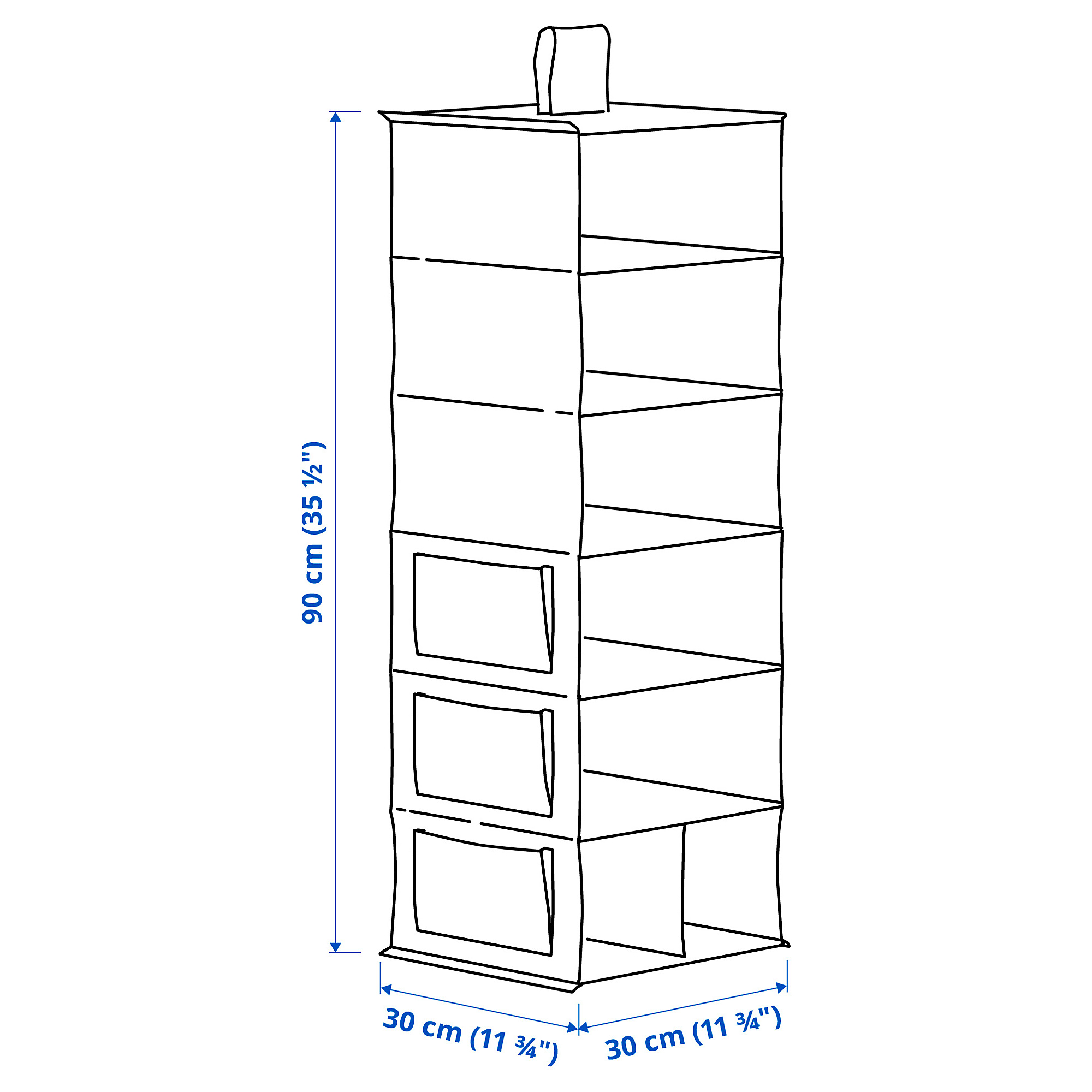 BLÄDDRARE hanging storage with 7 compartments