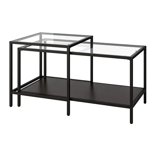 VITTSJÖ - 子母桌 2件組, 黑棕色/玻璃, 90x50 公分 | IKEA 線上購物 - PE740087_S4