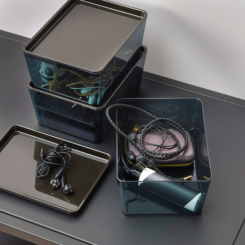 KUGGIS - box with lid, transparent black | IKEA Taiwan Online - PE838219_S4