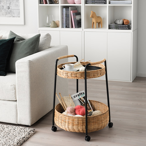 LUBBAN - trolley table with storage, rattan/anthracite | IKEA Taiwan Online - PE719508_S4