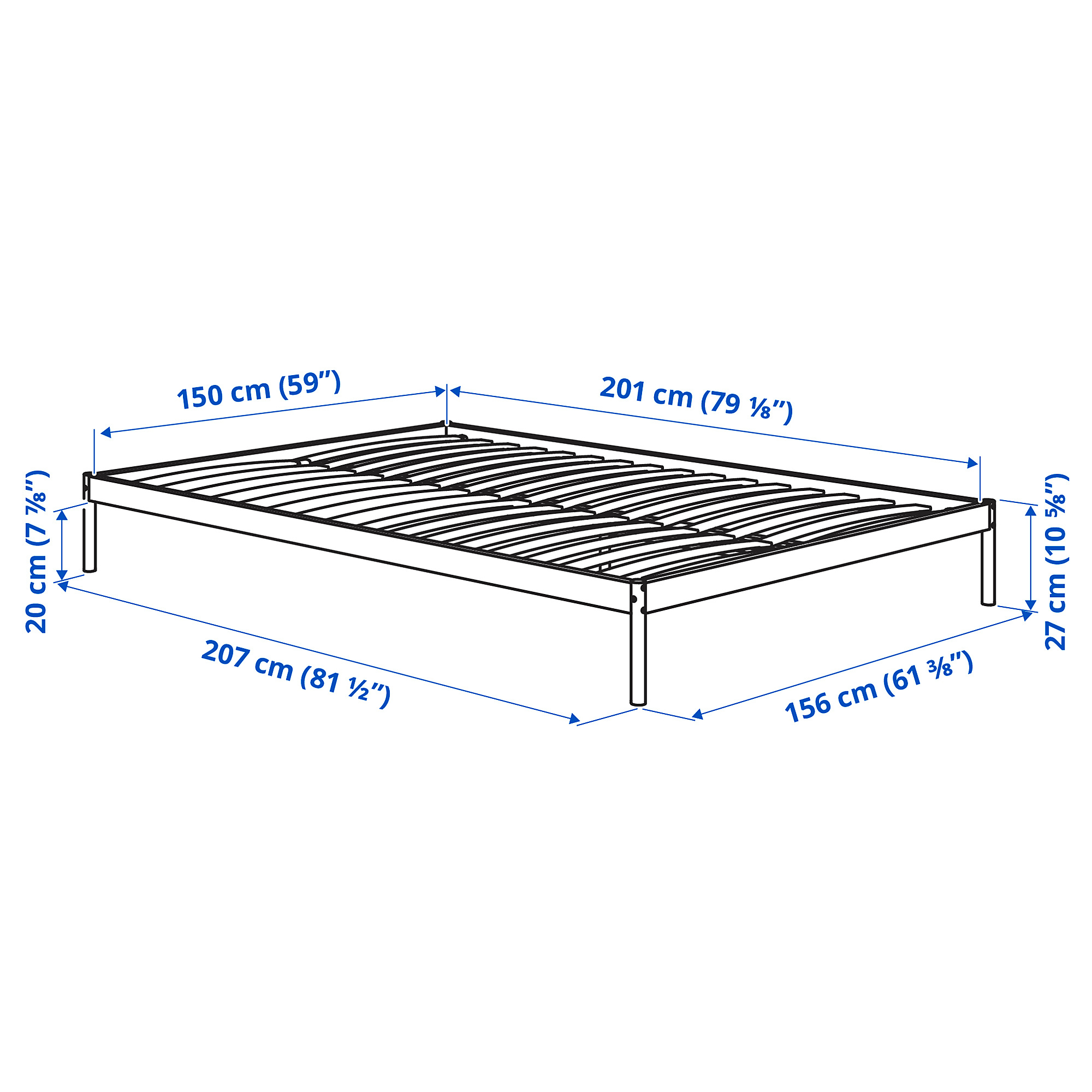 VEVELSTAD bed frame with 2 headboards