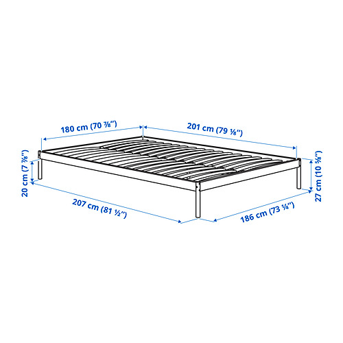 VEVELSTAD bed frame with 2 headboards