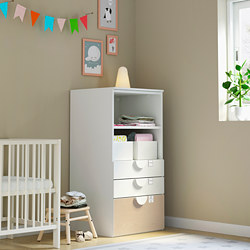 SMÅSTAD/PLATSA - bookcase, white pale pink/with 3 drawers | IKEA Taiwan Online - PE788187_S3