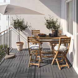 ASKHOLMEN - table+4 folding chairs, outdoor, grey-brown stained/Kuddarna beige | IKEA Taiwan Online - PE713785_S3